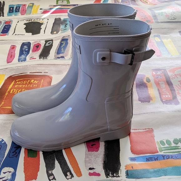 NEW Hunter Refined Short Rain Boots Glossy Gray 8 - Picture 6 of 8